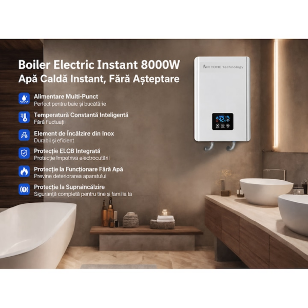 Boiler electric instant Air Tone Technology Q81, montat în baie