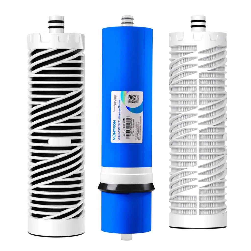 Set Cartușe Originale Air Tone Technology pentru Sistem Osmoză Inversă Direct Flow 1000 GPD, FSA-C1 3 în 1 + CTO-C1 Carbon Activ + Membrană Vontron, Kit Complet