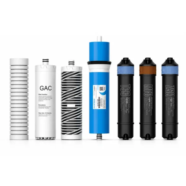 Set 7 cartușe de filtrare – Air Tone Technology AQUA PRO 600 (PP, GAC, CTO, VONTRON RO 600 GPD, T33, MFC, ZSK)