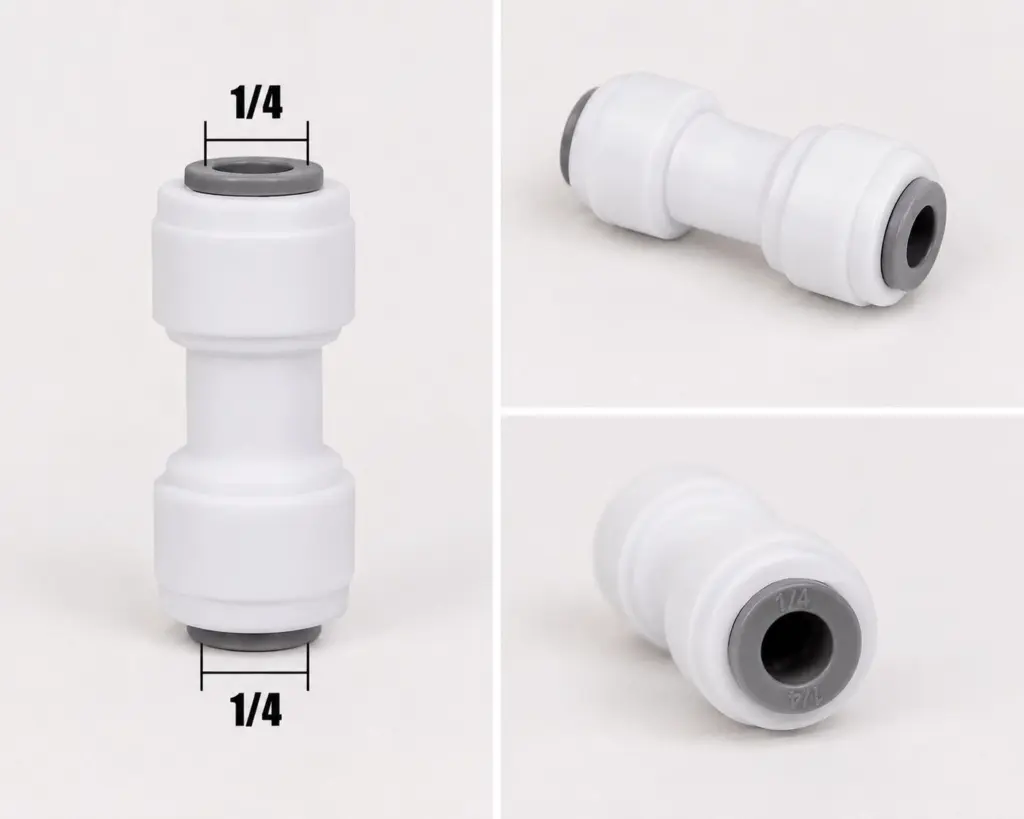 Conector rapid 1/4-1/4 Push-Fit pentru furtun de apă, trei unghiuri