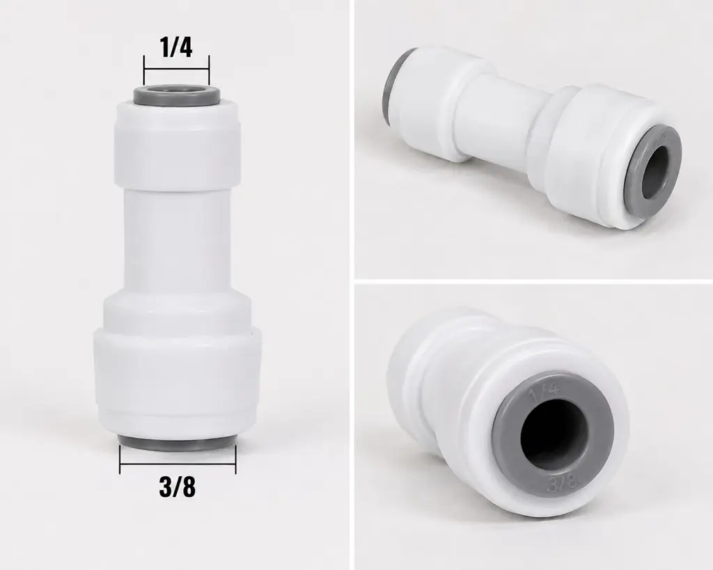 Conector rapid 1/4-3/8 Push-Fit pentru furtun de apă, trei unghiuri