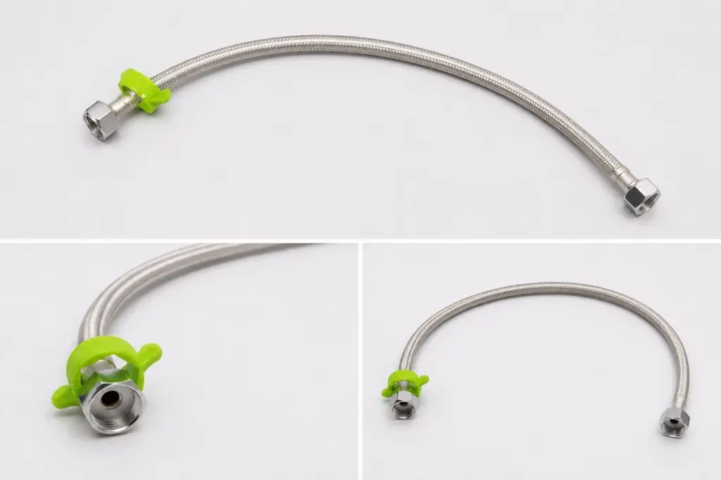 Racord flexibil 1/2 inox împletit, cu inel de strângere manuală