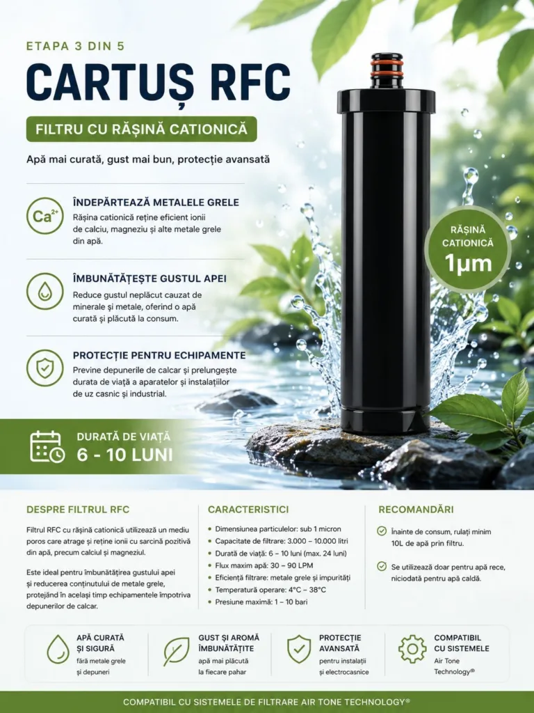 Cartuș rezervă RFC – rășină cationică, ~1 μm, îmbunătățește gustul & reduce metalele, Air Tone