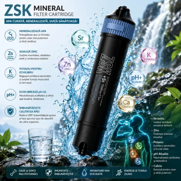 Cartuș ZSK mineralizare premium, calciu, magneziu și stronțiu, Air Tone Technology AQUA PRO 600, etapa 7